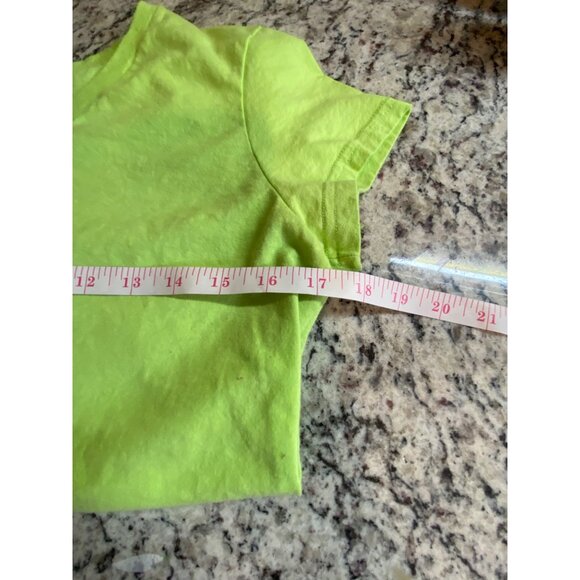 Champion Womens T-Shirt Small Neon Green V-Neck Short Sleeve Cotton Athleisure - Picture 7 of 8